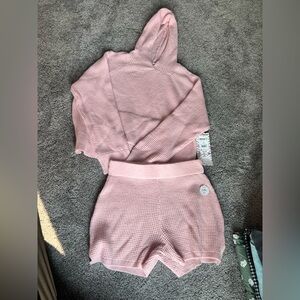 Celebrity Pink Textured Hoodie and Shorts Set